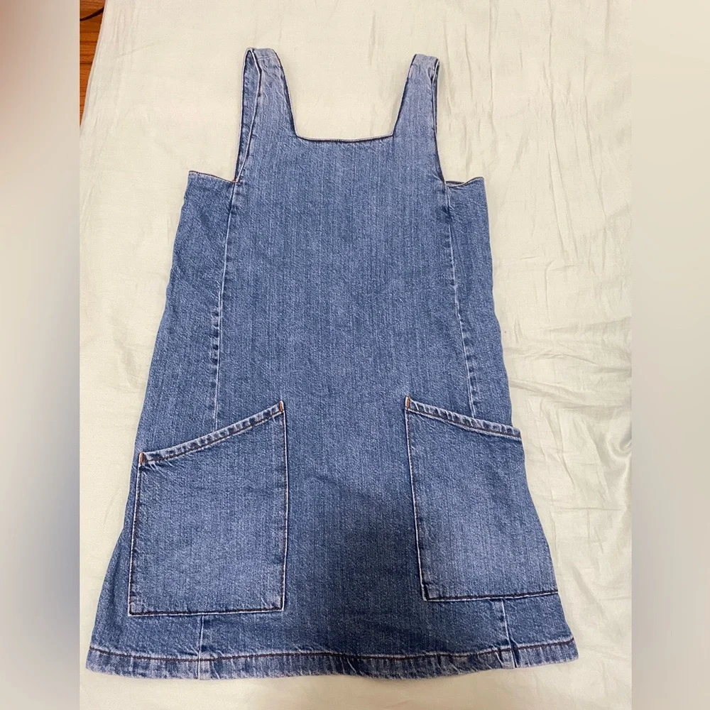 Topshop Moto denim pinafore dress petite size 2 - Picture 8 of 9